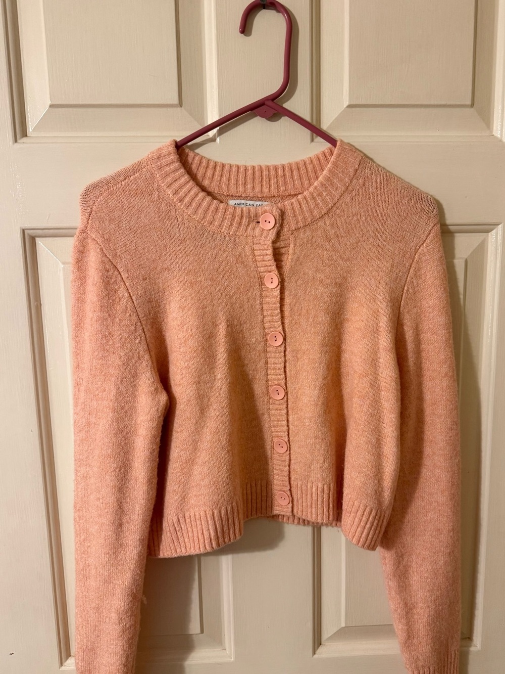 American Eagle Pink Cropped Cardigan